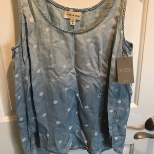 Cloth & Stone Polka Dot Chambray Top